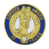 Blank Service Award Lapel Pin (30 Years of Service w/Swarovski Crystal), 3/4