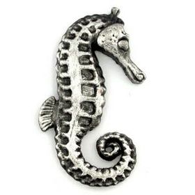 Blank Animal Pin - Sea Horse, Antique Silver, 1" W X 5/8" H