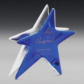 Custom Sapphire Star Art Glass Award (7 1/2"x7"x1 3/4")