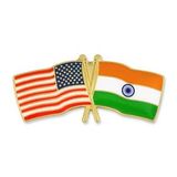 Blank Usa & India Flag Pin, 1 1/8