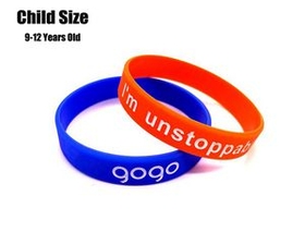 Custom Deboss with Color Filled Silicone Bracelet For Children, 7" L x 1/2" W