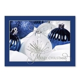 Custom Blue & White Ornament Holiday Greeting Card, 7.875