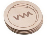 Custom Set of 4 Round Natural Leather Coasters