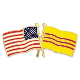 Blank Usa & South Vietnam Flag Pin, 1 1/8" W X 1/2" H