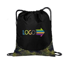 Custom Camouflage Imprinted Drawstring Bags, 17.52" L x 14.02" W