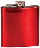 Custom 6 oz. Gloss Red Stainless Steel Flask, 3 3/8