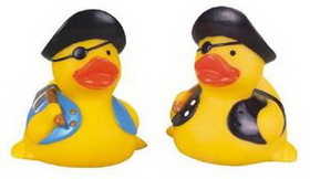 Custom Rubber Pirate Duck, 2 7/8" L x 3 1/8" W x 3 1/4" H