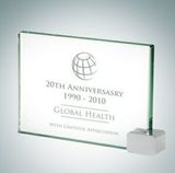 Custom Achievement Jade Glass Award Plaque w/Chrome Rectangle (6