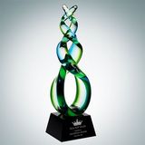 Custom Art Glass Green Double Helix Award, 11 3/4