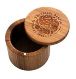 Custom Round Bamboo Salt Box, 3.5