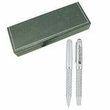 Custom Silver Carbon Fiber Pen Set (Screened/ Laser Engraved)