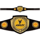 Custom Championship Award Belt Antique Gold W Black Leather