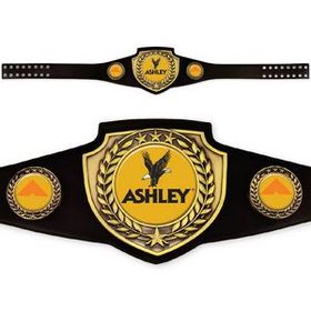 Custom Championship Award Belt Antique Gold W Black Leather