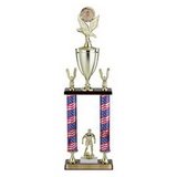 Custom Double Column Stars & Stripes Trophy w/Cup & Eagle Trims (28 1/2