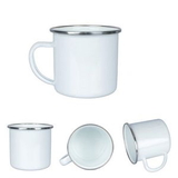 Custom 12OZ Enameled Steel Cup with Stainless Steel Rim, 3 1/8