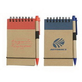 Custom Mini Recycled Spiral Notebook w/Matching Colored Pen, Ballpoint Pen, 3.5