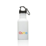 Custom Wide Mouth Bottle with Carabiner - 16oz White, 2.75