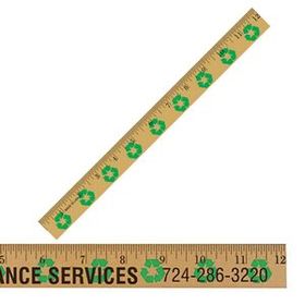 Custom 12"Clear Lacquer Wood Ruler w/ Recycling Background