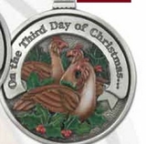 Custom Twelve Days Of Christmas 3D Gallery Print Mini Ornament (Day 3 - Three French Hens), 1.875