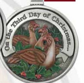 Custom Twelve Days Of Christmas 3D Gallery Print Mini Ornament (Day 3 - Three French Hens), 1.875" Diameter