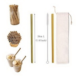 Custom Reusable Bamboo Drinking Straw W/ Cotton Pouch, 7 1/2