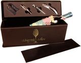 Custom BLACK/GOLD Laserable Leatherette Single Wine Box with Tools, 14