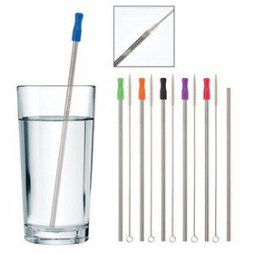 Custom Stainless Steel Straw with Cleaning Brush, 9" H