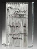 Custom Cirlicue Starphire Glass Award, 4 1/2
