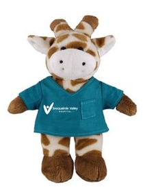 Custom Soft Plush Giraffe in Scrub Shirt 8"