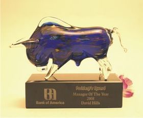 Custom Art Glass Stock Market Finance Award (9"x4.5")