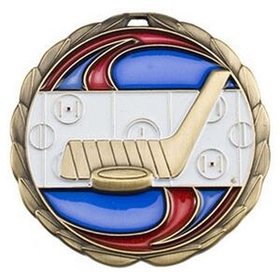 Custom 2 1/2" Color Epoxy Medallion Hockey In Gold