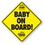 Baby on Board Sign .008 Vinyl, Static Face, Custom shape (24 sq/in), printed 1 spot color on White, 0.008" Thick, Price/piece