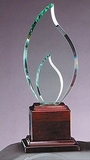 Custom Jade Glass Double Flame on Rosewood Stand (4-1/2