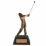 Custom Tinted Electroplated Antique Bronze Male Golfing Trophy (10 1/4