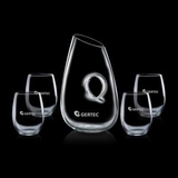 Custom 40 Oz. Hallandale Carafe W/ 4 Stanford Stemless Wine Glasses
