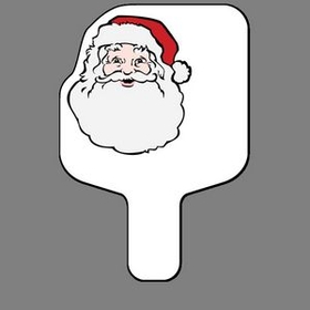 Custom Hand Held Fan W/ Colorized Smiling Santa (Head/Face), 7 1/2" W x 11" H