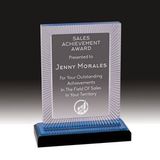 Custom Blue CARVED RECTANGLE IMPRESS ACRYLIC AWARD (7 3/4