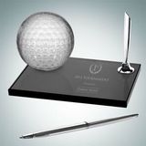 Custom Golf Ball Pen Set w/Molten Glass & Smoke Glass, 3 1/2