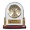 Custom 6-1/2" Arch Glass Desk Clock with Rosewood Finish Accent, Price/piece