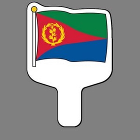 Custom Hand Held Fan W/ Full Color Flag Of Eritrea Guinea, 7 1/2" W x 11" H