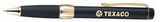 Custom Twist action, metal ball point pen, black barrel with black rubberized grip, black ink, 5 1/2