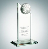 Custom Golf Pinnacle Optical Crystal Award w/Slant Edge Base (Large), 10 1/2