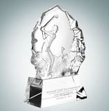Custom Male Golfer Thriving Optical Crystal Molten Glass Award (6 1/8