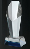 Custom Clear & Blue Obelisk Award w/ Slanted Top (7.25
