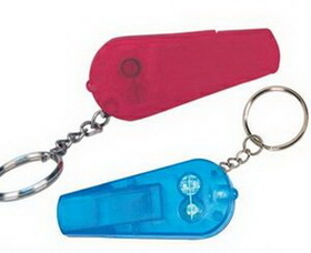 Custom Mini Flashlight and Whistle w/ Key Chain, 1 1/8" L x 2 5/8" W x 1/4" H
