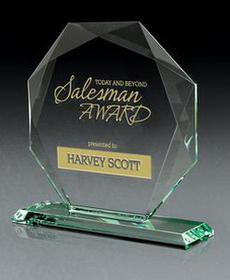 Custom Amulet Jade Glass Award, 7 3/4" W X 7 1/2" H X 2 1/4" D