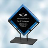Custom Blue Galaxy Acrylic Plaque Award w/Iron Stand (Large), 12 1/2