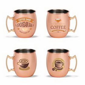 Coffee mug, 17 oz. Copper Color Plated Stainless Steel Mug, Personalised Mug, Custom Mug, 3.875" H x 3.5" Diameter x 2.25" Diameter
