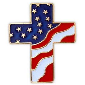 Blank American Flag Cross Pin, 1" W