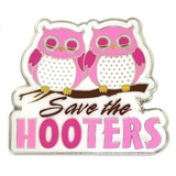 Blank Breast Cancer Save The Hooters Pin, 1 1/8